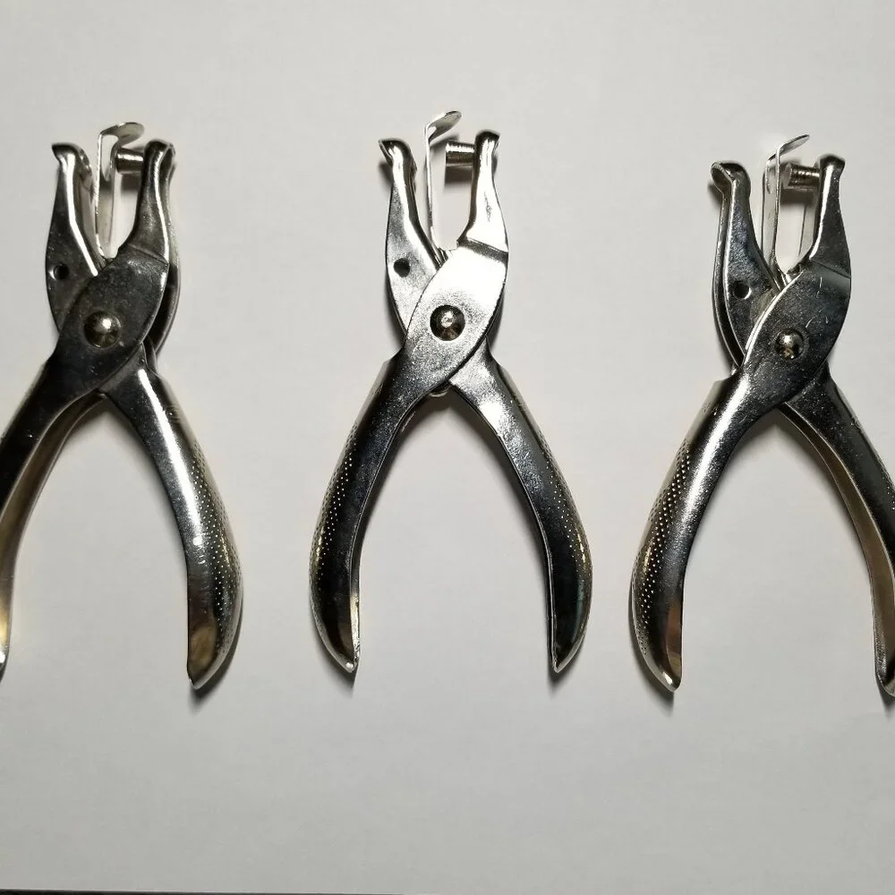 3 Metal Handheld Hole Punches Chrome 1/4 Inch DIY Craft Tools Leather Working